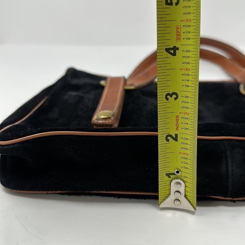 Ronay Black Suede Vintage Satchel Purse - Picture 8 of 11